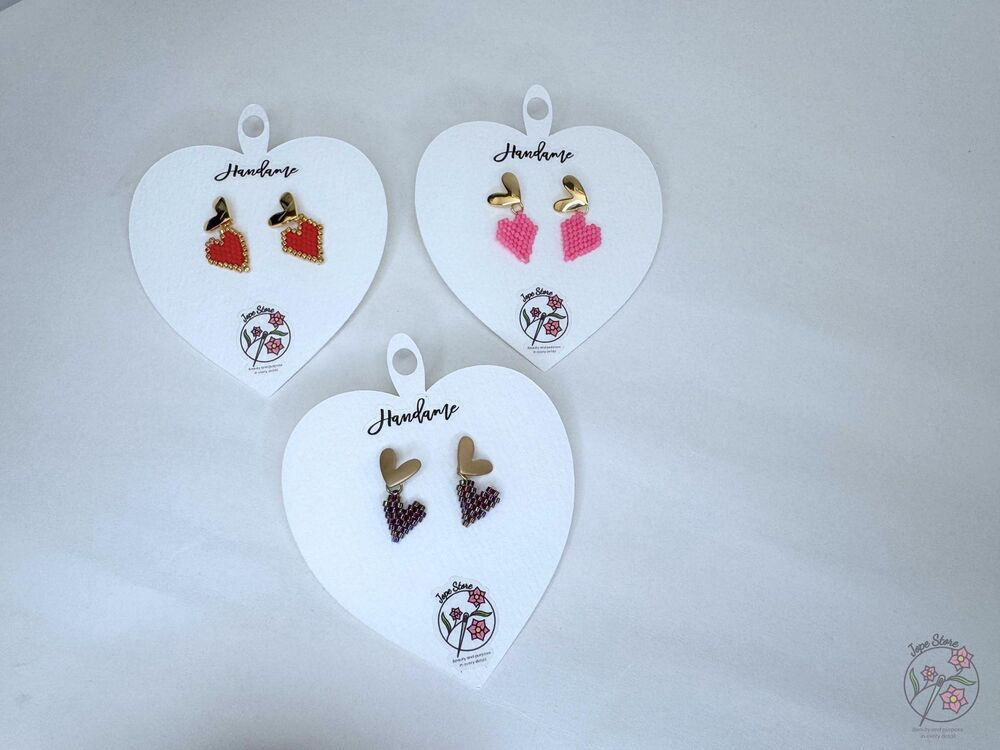 Miyuki Beaded Heart Earrings
